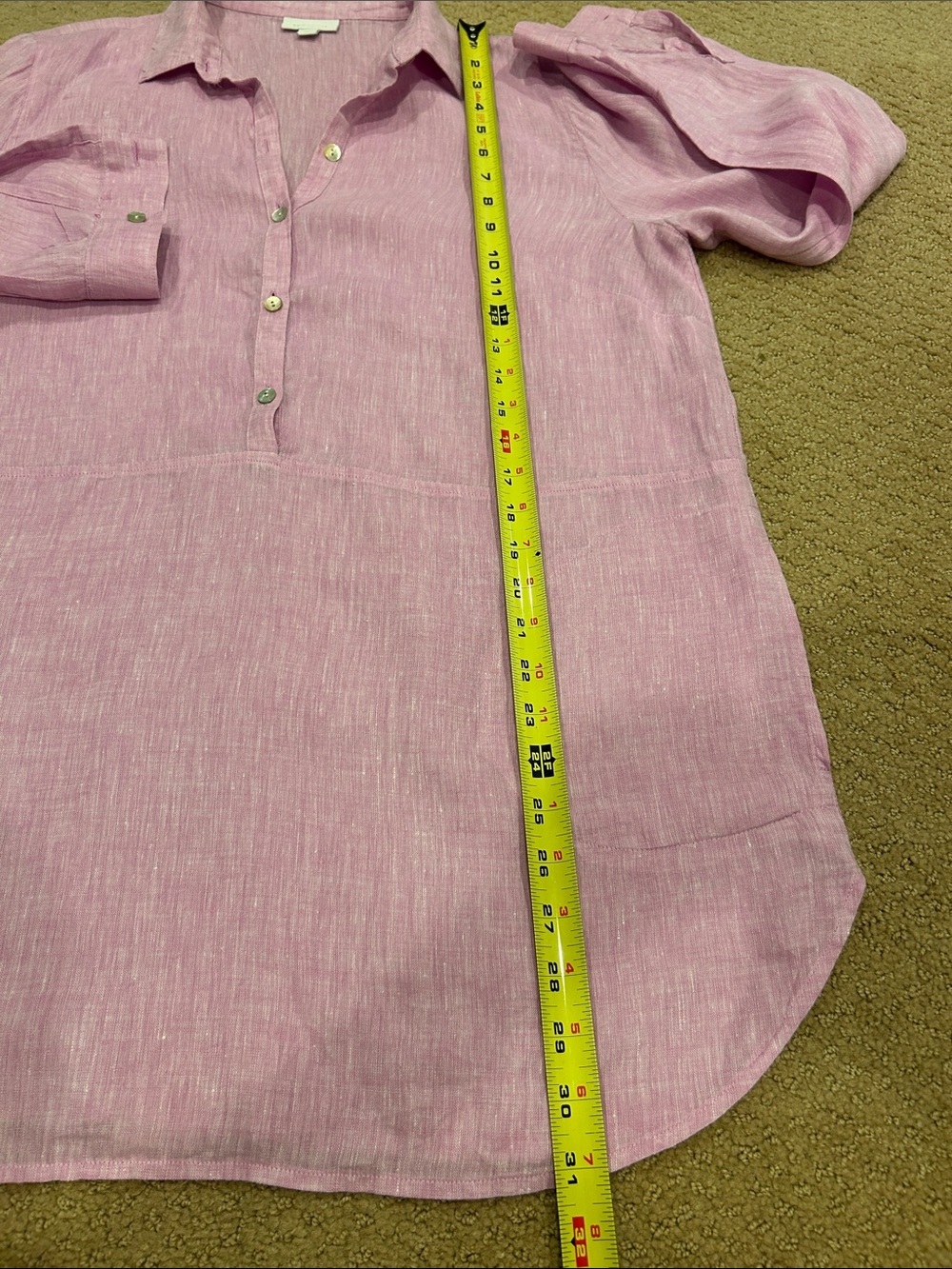 J. Jill Long-Sleeve Button-Front Linen Tunic in Lilac - Picture 9 of 15